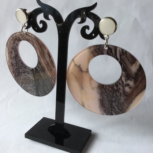 Boucles d'oreilles grande taille, anneaux plexiglass