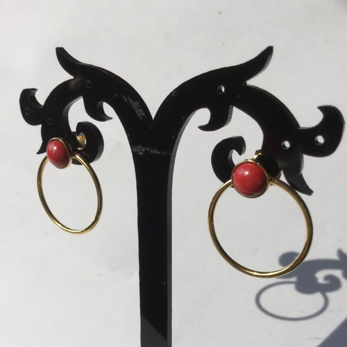 Clous d'oreilles anneaux, boucles d'oreilles à cabochons, boucles plaqué or