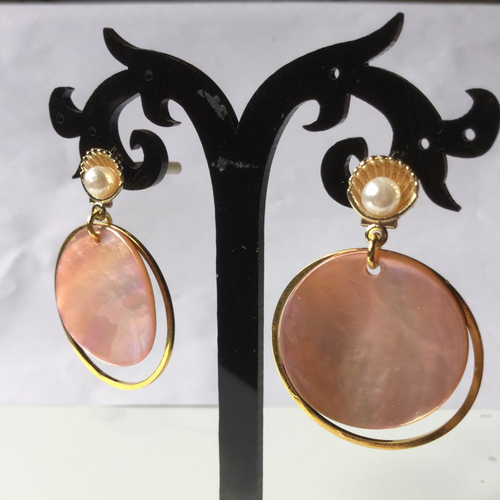 Boucles d'oreilles coquillages, boucles de vacances, clous dorés à l'or fin