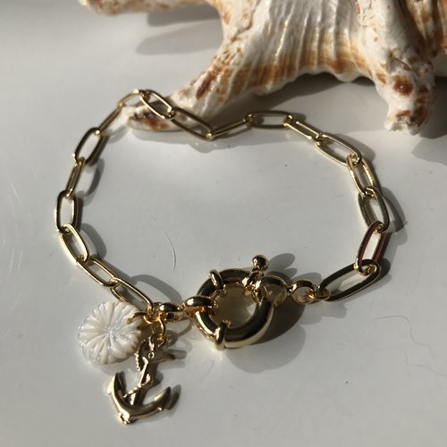 Bracelet chaîne dorée, bracelet fin, chaîne mailles rectangles, bracelet à breloques