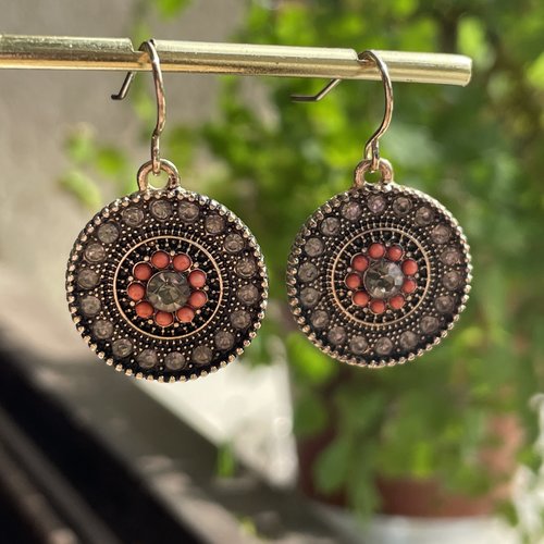 Boucles d’oreilles rondes, petites boucles pendant strass