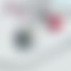 "chat mon ami" parure noir blanc fuchsia pendentif b o porcelaine verre tchèque cristal acier inoxydable pompon soie