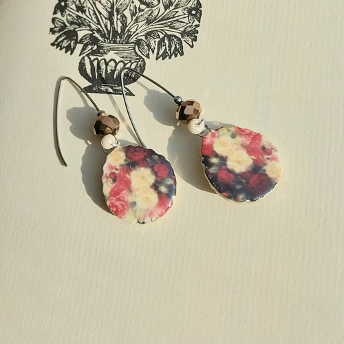 "rosier bohême" boucles rose bordeaux crème céramique verre cuivré nacre coquillage acier inoxydable