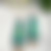 Boucles d'oreille "l'été indien" vert turquoise anis corail cuivre émail pampilles attaches plaqué or 18k