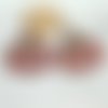 Boucles d'oreille "rouge bohême" cuivre émaillé motif étoffe orientale chaînettes attaches plaqué or 18k