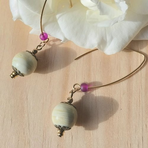 Esprit d'ivoire - boucles verre murano attaches perles plaqué or