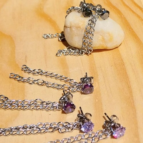 "rimes de charme" boucles puces et chaînettes zirconium acier inoxydable