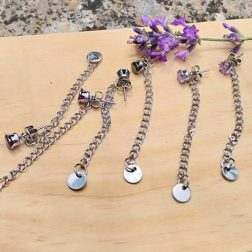 "rimes de charme" boucles puces et chaînettes déplaçables zirconium acier inoxydable