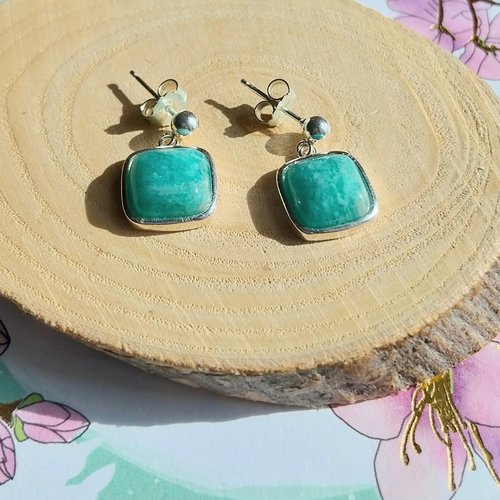 "pierre exquise" boucles d'oreilles amazonite argent