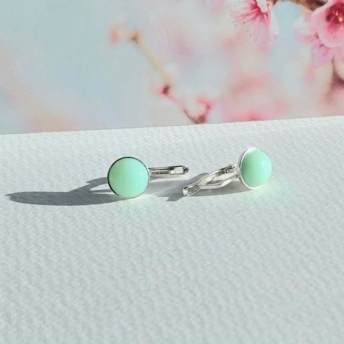 Boucles d'oreilles pierre amazonite bleu vert clair attaches argent
