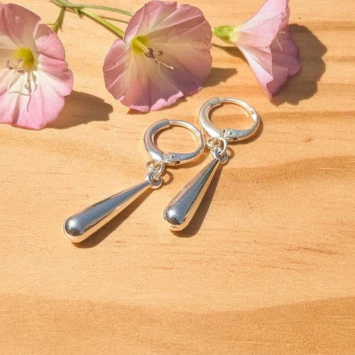 Boucles d'oreilles argent pampilles gouttes attaches dormeuses rondes