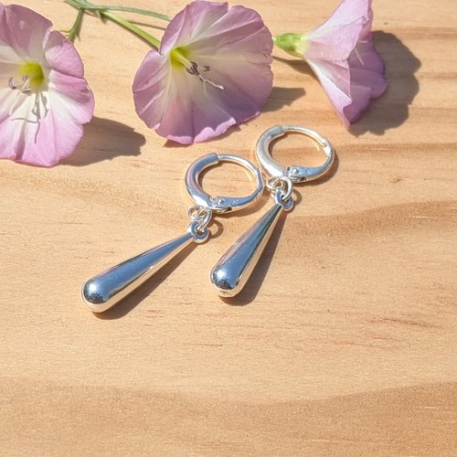 La chanson de l'eau - boucles d'oreilles argent pampilles gouttes attaches dormeuses rondes