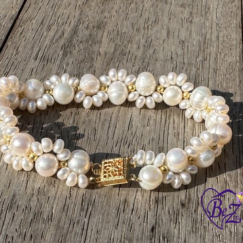 Bracelet perle d'eau douce sur ruban satin - vente bracelets femme