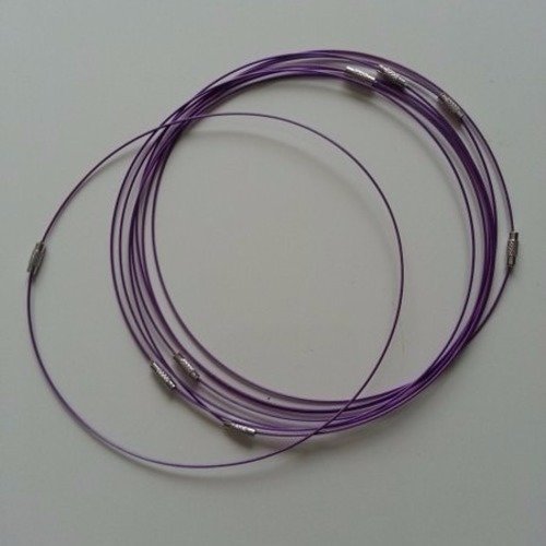 Collier en fil cablé violet 46cm 
