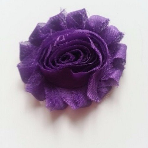 Fleur tissu chabby   65mm violet