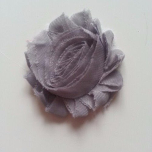 Fleur tissu chabby   65mm gris