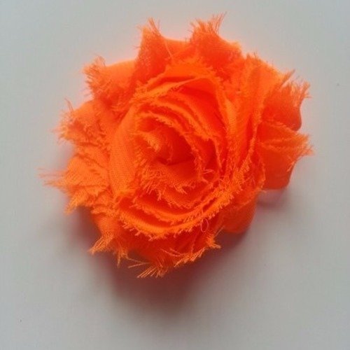 Fleur tissu chabby   65mm orange