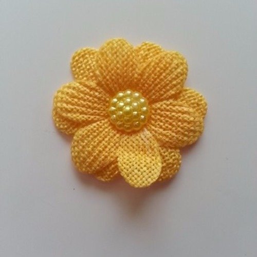 Fleur en tissu toile 45mm jaune