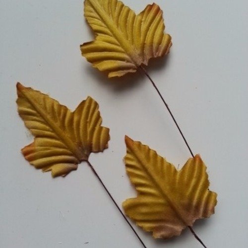 Lot de 3 feuilles artificielles en tissu maron clair 50mm