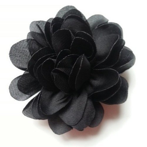 Fleur en mousseline de soie de 60mm noir
