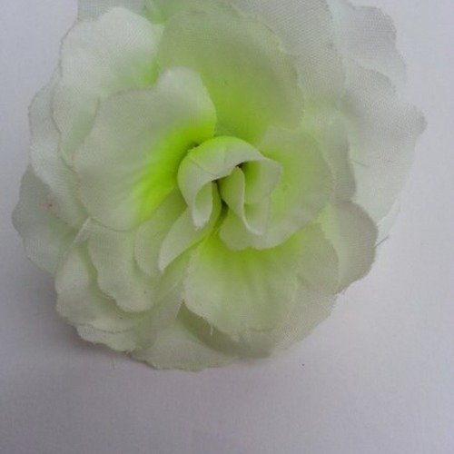Rose artificielle en tissu 70mm ivoire et vert