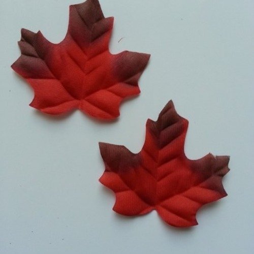 Lot de 2 feuilles d'arbres en tissu marron et rouge 70*60mm