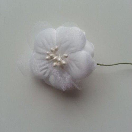 Fleur artificielle sur tige 50mm blanc