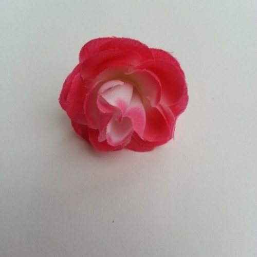 Fleur artificielle en tissu 35mm rose fuchsia et blanc