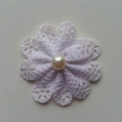 Fleur dentelée et perle blanc 60mm