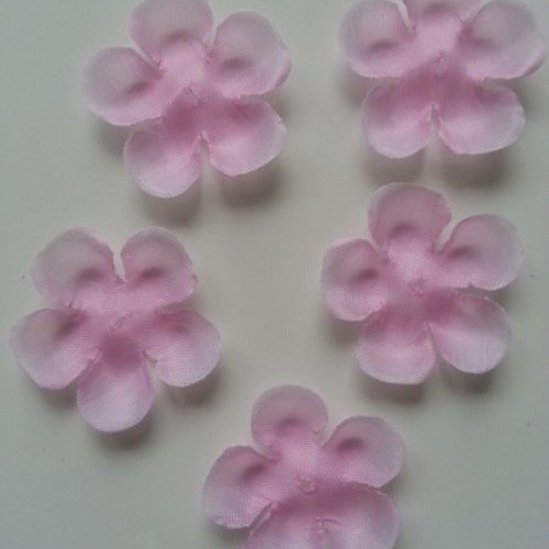 Lot de 5 fleurs en tissu rose  50mm