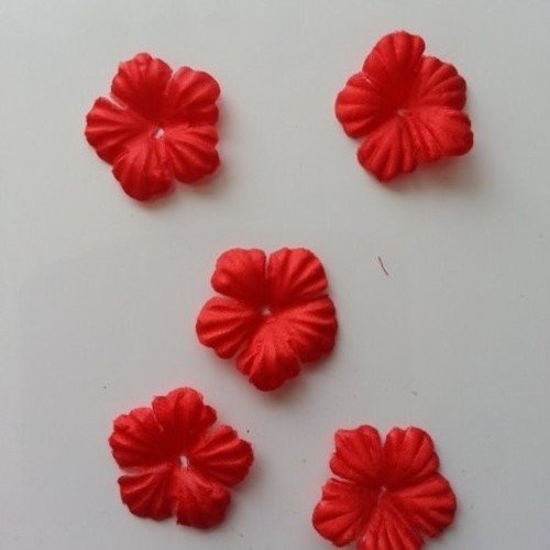 Lot de 5 fleurs en tissu  30mm rouge