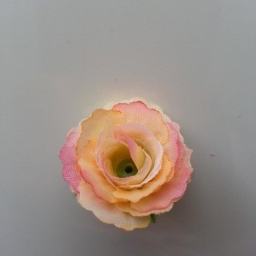 Fleur en tissu 35mm pêche et rose