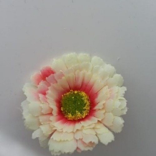 Fleur gerbera en tissu ivoire et rose  50mm