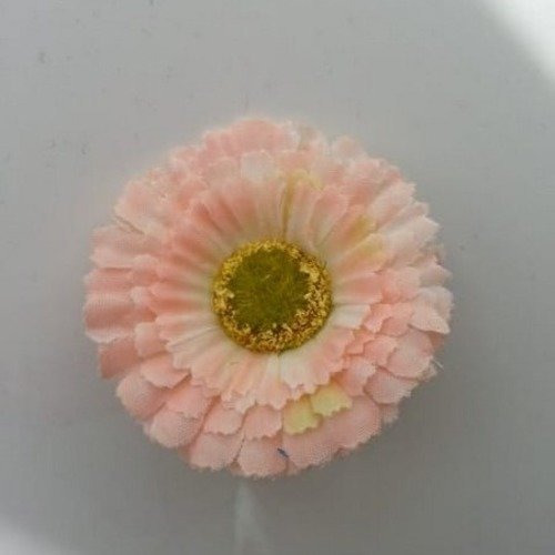 Fleur gerbera en tissu pêche clair 50mm