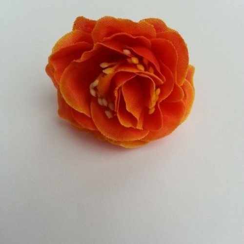 Fleur en tissu et pistil orange 50mm