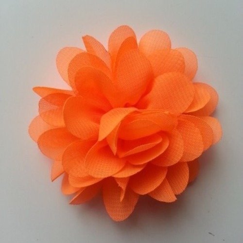 Fleur en tissu mousseline de 60mm orange