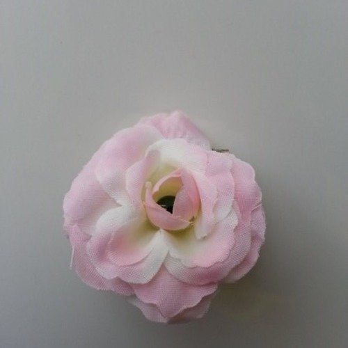 Fleur  en tissu ivoire et rose pâle 50mm