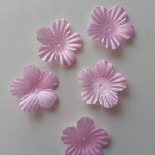 Lot de 5 fleurs en tissu rose 35mm