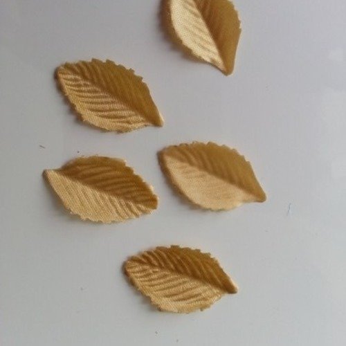 Lot de 5 feuilles en tissu marron doré 30*15mm