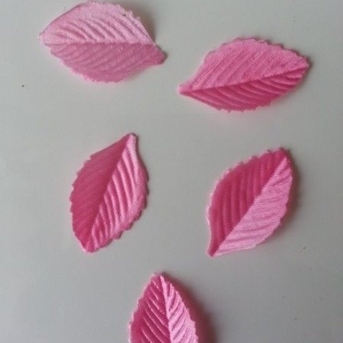 Lot de 5 feuilles en tissu rose 30*15mm