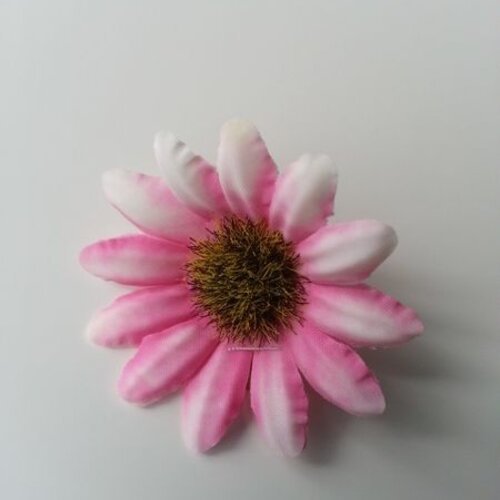 Fleur marguerite artificielle en tissu 45mm rose et blanc