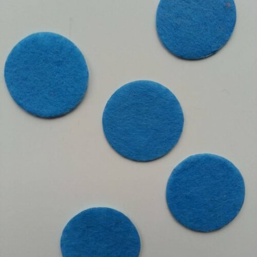 30mm lot de 5 ronds de feutrine  de couleur bleu