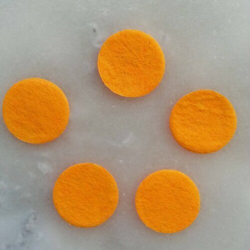 30mm lot de 5 ronds de feutrine  de couleur orange