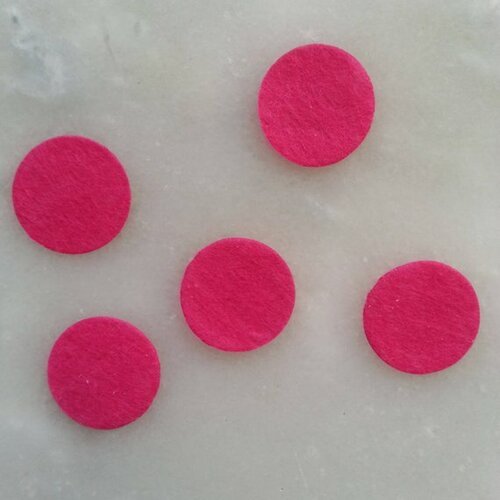 30mm lot de 5 ronds de feutrine  de couleur rose fuchsia 