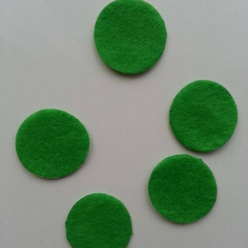 30mm lot de 5 ronds de feutrine  de couleur vert
