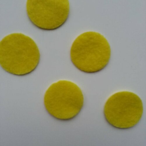 30mm lot de 5 ronds de feutrine  de couleur jaune