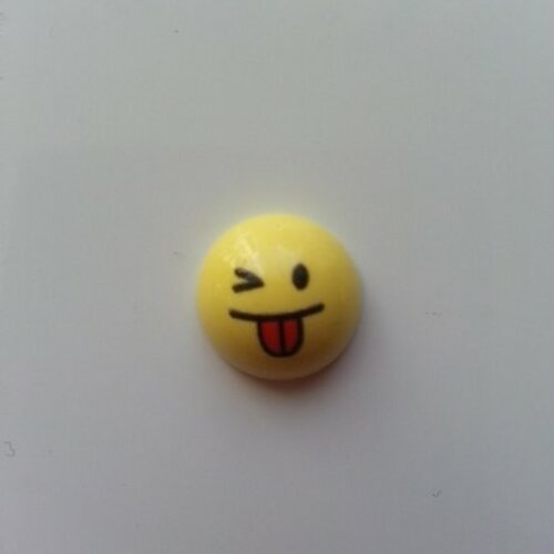 Embellissement en résine sourire smiley  jaune 15mm