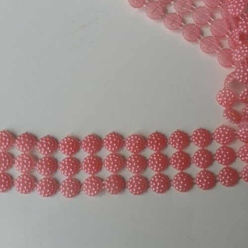 0,5 mètre de  ruban imitation perle rose saumoné  30mm de largeur