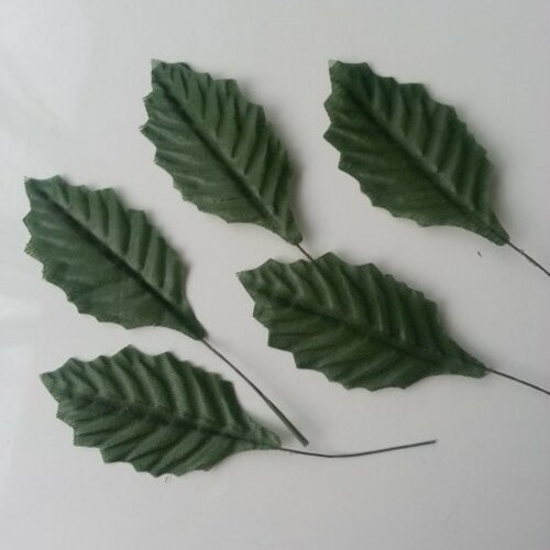 5 feuilles de houx artificielles  vert