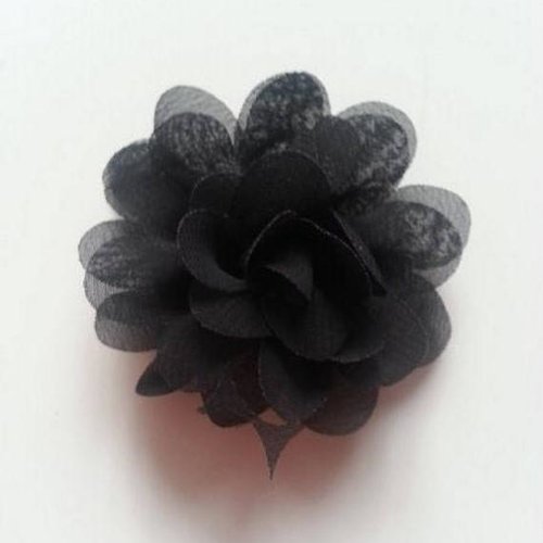 Fleur en tissu mousseline de 60mm noir